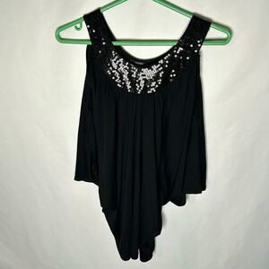 Butterfly sleeves black sparkling shirt